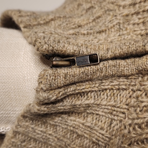100% wool chunky oatmeal English country fishermen's cableknit cardigan sweater - Picture 3 of 12